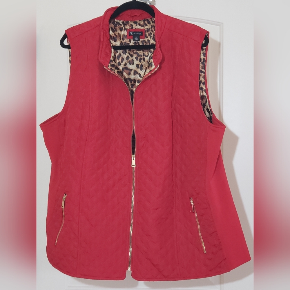 New Directions Red Quilted Vest 3X